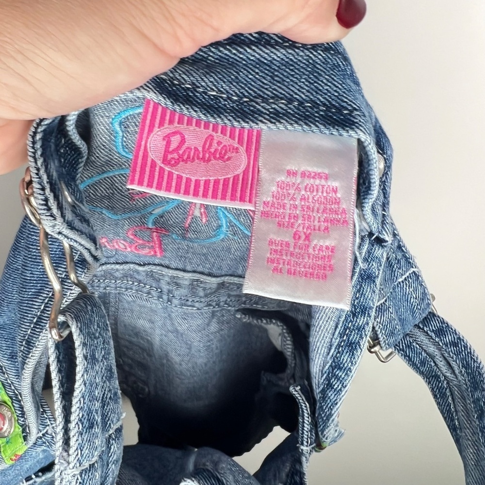 Vintage 1998 Barbie Denim Blue Overalls Shortalls 6 - Picture 5 of 5